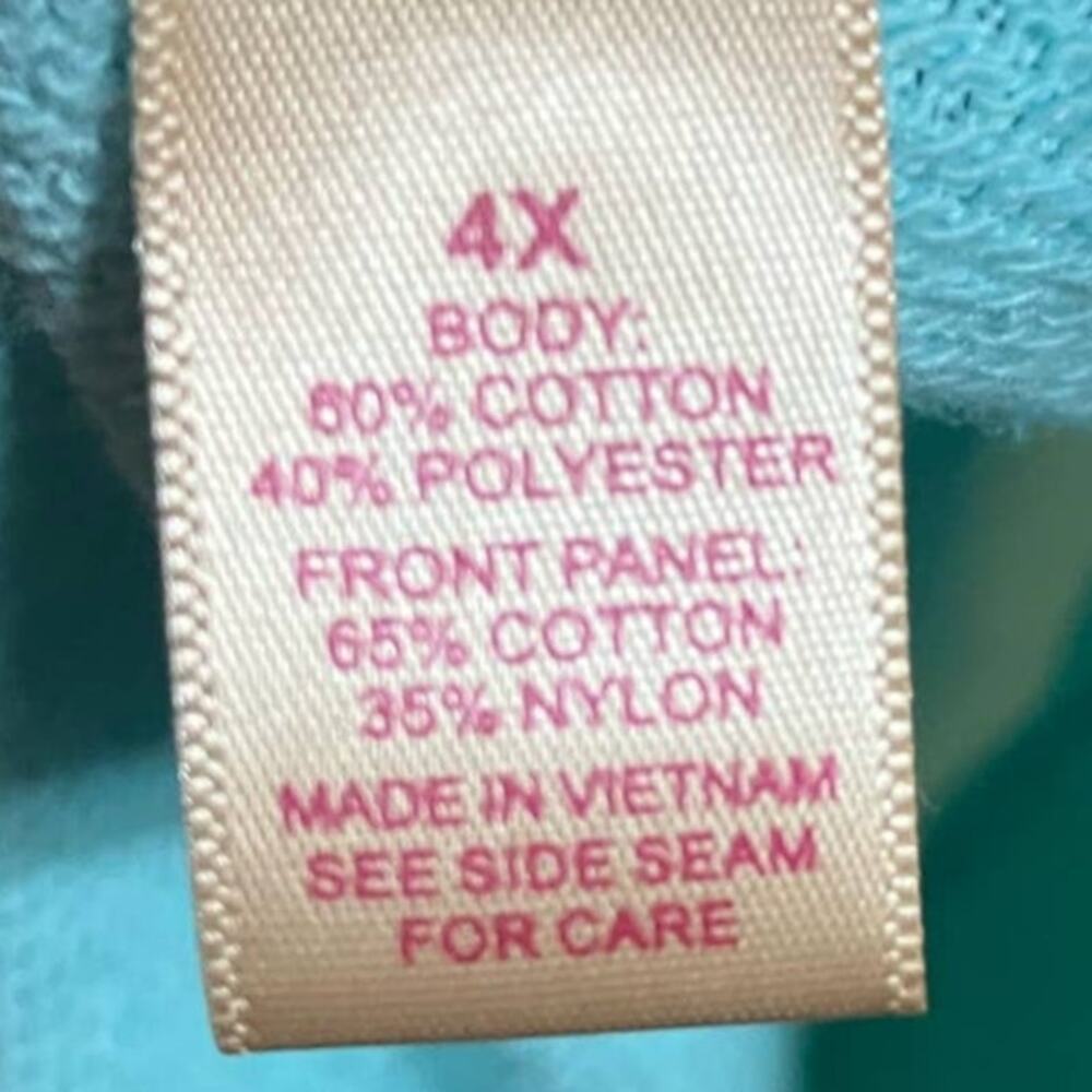 NorthCrest Women's Aqua w/White Lace Front Long Sleeve Casual Sweatshirt SZ 4X - Picture 8 of 9